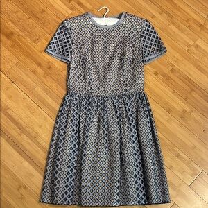 Michael Kors Navy Print Cut Out Dress